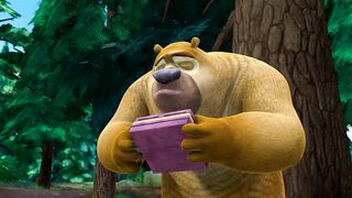 Cartoon two bears eating