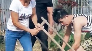 taught to operate a saw।। করাত চালানো শেখালো