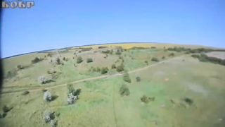 The moment when an HMMWV armored vehicle of the Armed Forces of Ukraine was defeated by a Russian FPV - drone.