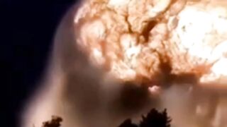The massive explosion of the ammunition depot in Khmelnytskyi region in western Ukraine