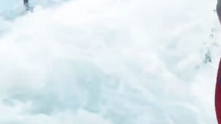 The wave washed over the sailors on the ship