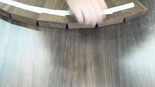 Glueing up angled segments to make half of the speaker horn.????