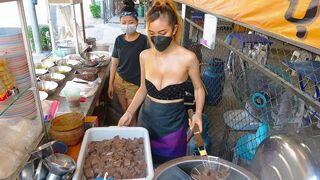 $1 Buffet Noodles cooked By beautiful Lady A owner - Thai street good P