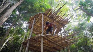 Really Amazing! Men Build The Most Incredible Unique Shape Home in The Jungle, Jungle Survival Skill
