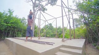 How to Build The Most Beautiful Bamboo Villa With Swimming Pool, JungleSurvival Architecture