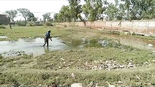 Man Fishing Catching in River So Funny