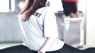 Flexible girl spiritualy yoga and gymnastics workout home 8