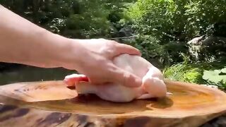 Cooking Chicken in a Stream with a Watermill.