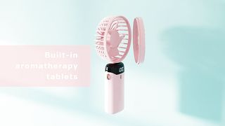 Pluralla Personal Fan, Portable Hanging Neck Fan, 5000mAh USB-C Rechargeable 5-Speed Modes Powerful Desktop Fan with Base