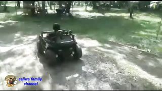 playing battery car in the city park