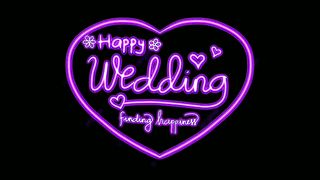 Happy wedding neon text modern animation for wedding ornament .