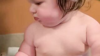 adorable baby brush time