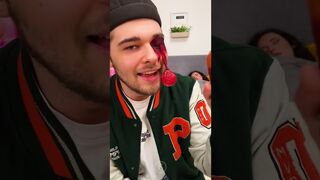 Fake eye prank with wife.