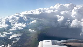 Beautiful view plane in clouds