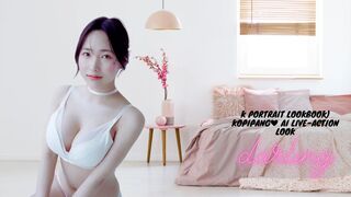 K 세로룩북) 코피팡❤ Ai 실사 룩북 화이트 속옷 룩북 underwear LookBook 란제리 직캠 Ai cosplay Aigirl 모델 연화