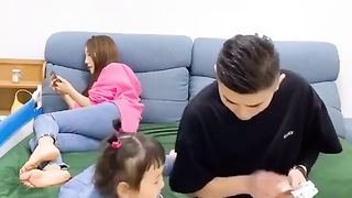 Baby goes between mommy and daddy