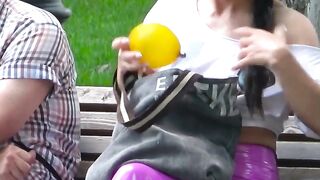 Crazy girl with artificial balls_pranks