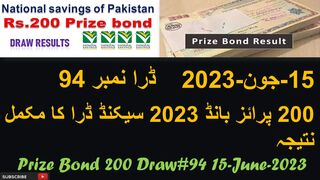 200 prize bond Complete Result Today | 15 June 2023 | Quetta City | Prize Bond Draw today#94