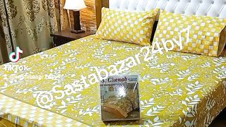 This beautiful double bedsheet set is available in 2000 pkr.