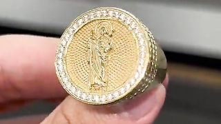 Real Gold & Cubic Zirconia Saint Jude Ring