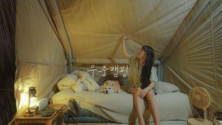 Setting Up a 32kg Tent Alone / First Successful Air Tent / Solo Camping in the Rain / Camping VLOG /