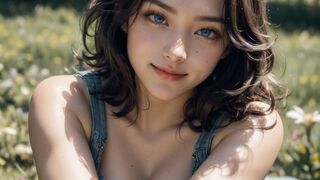[4K] [AI art fantasy] Farmer Girl in Overalls only, Lookbook. Video 2023