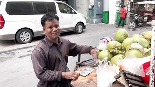 Amazing fresh coconut juice for $.85 in Cambodia