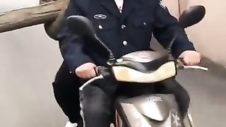Funny police man and his friend