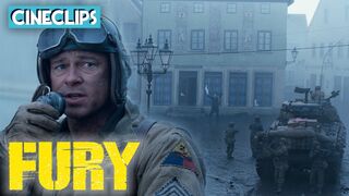 Fury | Seizing Control Of A German Town -Clips | With Captions