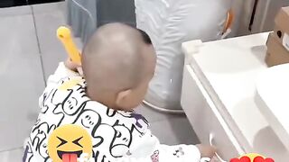 cute kid hiding money from dad
