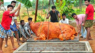 300 Kg WHOLE BEEF ROAST _ 6 Hours Roasting a Whole Buffalo Tandoor _ Beef Mandhi Recipe.