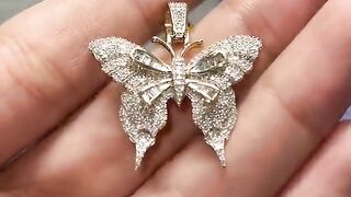 Ladies Real Diamond & Solid Gold Butterfly Pendant by Ijaz Jewelers
