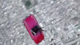 Flying Tje Car In Sky Hollywood Movie Scene