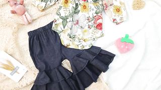 Baby Toddler Newborn Girl Outfits Fall Winter 3 6 9 12 18 Months Floral Print Bell Bottoms Pants for Girls