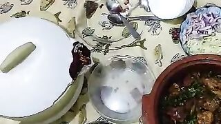 Lunch and dinner party in family