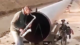 Saxophonist and echo.
