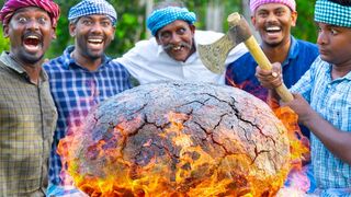 INSIDE MUTTON Mud Mutton Recipe Clay Covered Full Goat and Cooking in Direct Fire 2