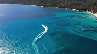 Footprints of boats in the water