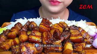 Braised Pork Belly & White Rice _ MUKBANG SOUNDS