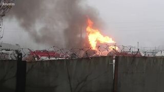 Huge blaze breaks out at Russian fuel depot after blast near Donetsk