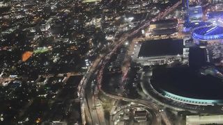Lax city and traffic at night from the sky