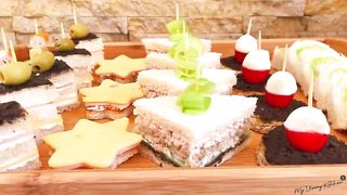 Amuses bouche avec du pain de mie pour vos apéro dînatoire facile et rapide à réaliser à la maison pour vos amis [ es ]