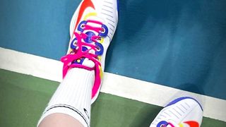 beautiful girl when playing tennis