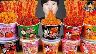 ASMR MUKBANG FIRE NOODLE & HOT DOG & CHEESE PIZZA & Tteokbokki EATING SOUNDS ! (BULDAK)