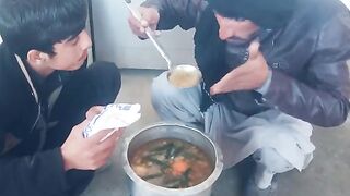 When father and child cook together