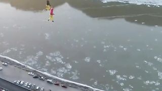 Breathtaking!  to see the stunning slackline performance in N China's Hejin