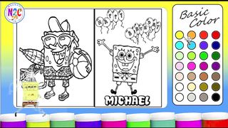 Coloring SpongeBob SquarePants - Learn Colors with SpongeBob and Friend