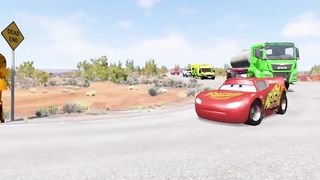 double flatbed trailer truck vs speed bumps 2
