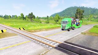 double flatbed trailer truck vs speed bumps 10