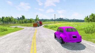 double flatbed trailer truck vs speed bumps 12